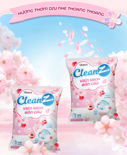 Viên thả bồn cầu CleanZ sạch khuẩn thơm mát tẩy sạch mảng bám khử mùi diệt vi khuẩn toilet thế hệ mới hương đào 50g
