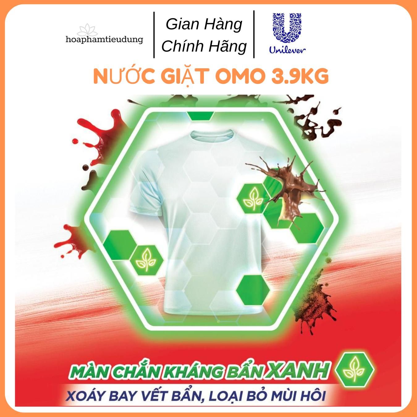Nước giặt OMO xoáy bay vết bẩn khử mùi toàn diện 3,9KG