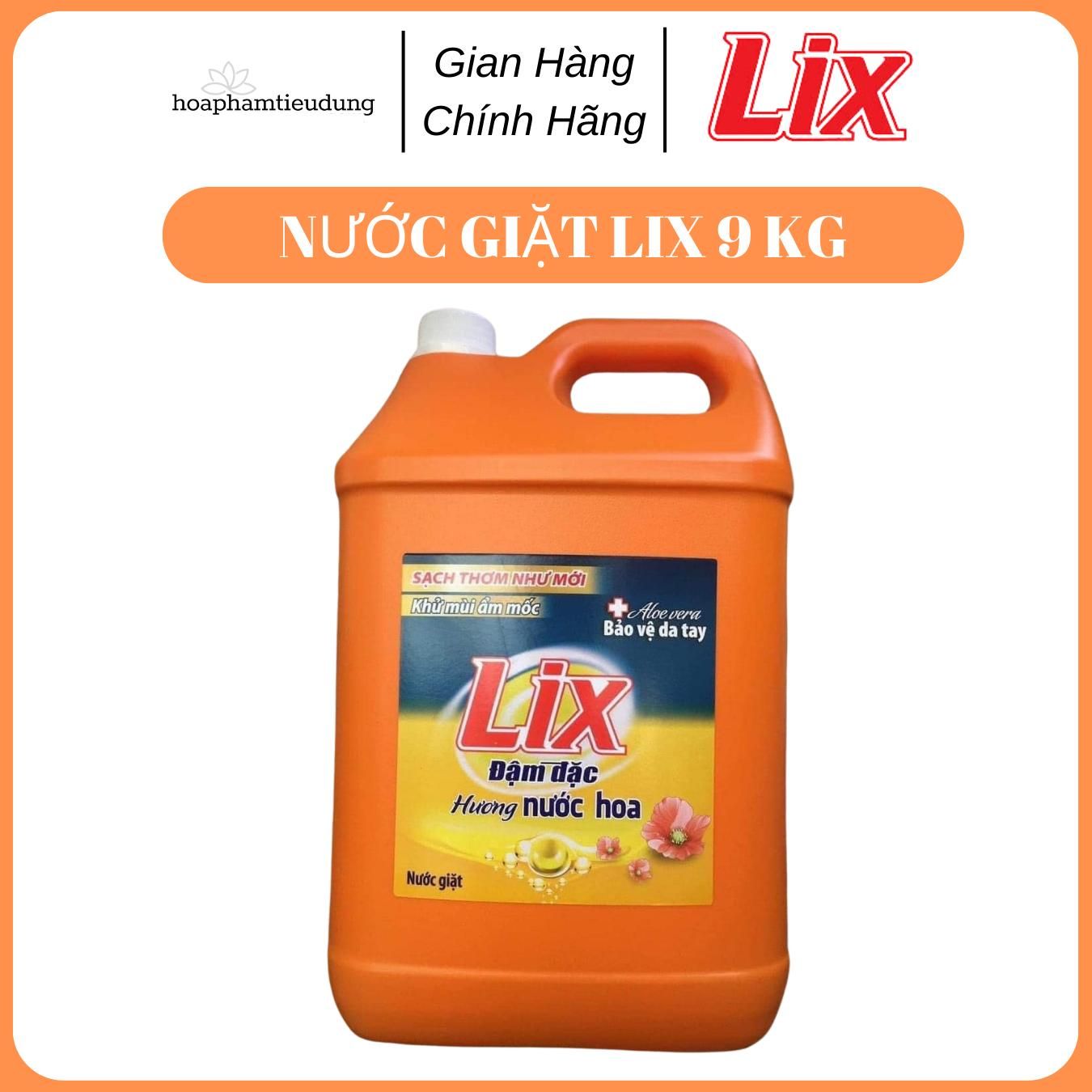 Nước giặt LIX Đậm Đặc Hương Nước Hoa 9Kg Làm Sạch Cực Nhanh Vết Bẩn