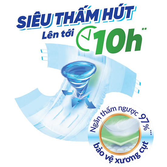 Tã dán siêu thấm Caryn size M Vòng bụng 61-106 (cm) 40 miếng