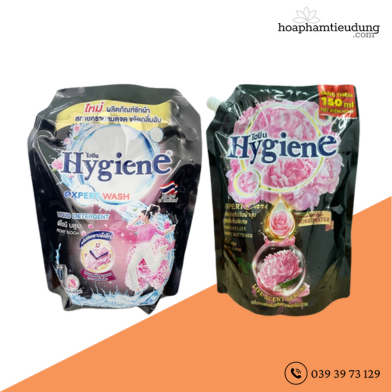 (Combo 2 Túi Nước Giặt & Nước Xả) Hygiene mềm vải, lưu hương nước hoa dài lâu 1.3-1.8L