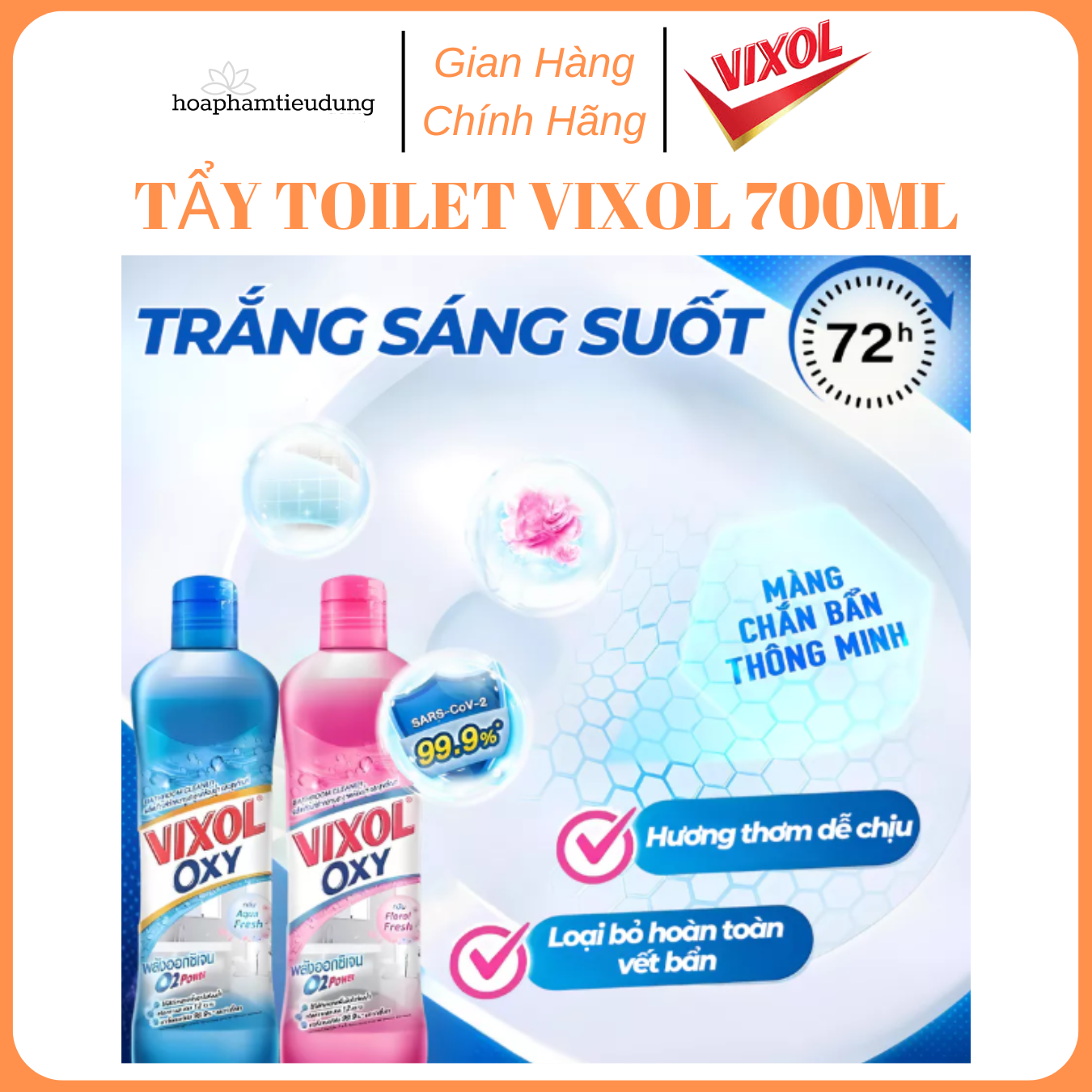 Nước Tẩy Rửa Nhà Tắm Và Bồn Cầu Vixol Oxy Thái Lan 700ml