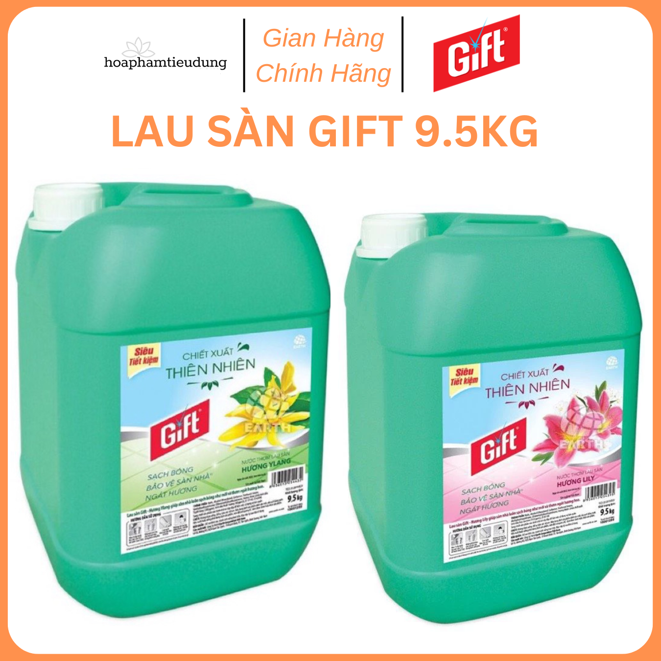Nước lau sàn gift can lớn 9.5kg siêu tiết kiệm cho nhà hàng, khách sạn, quán ăn, trường học Lily/ Ylang