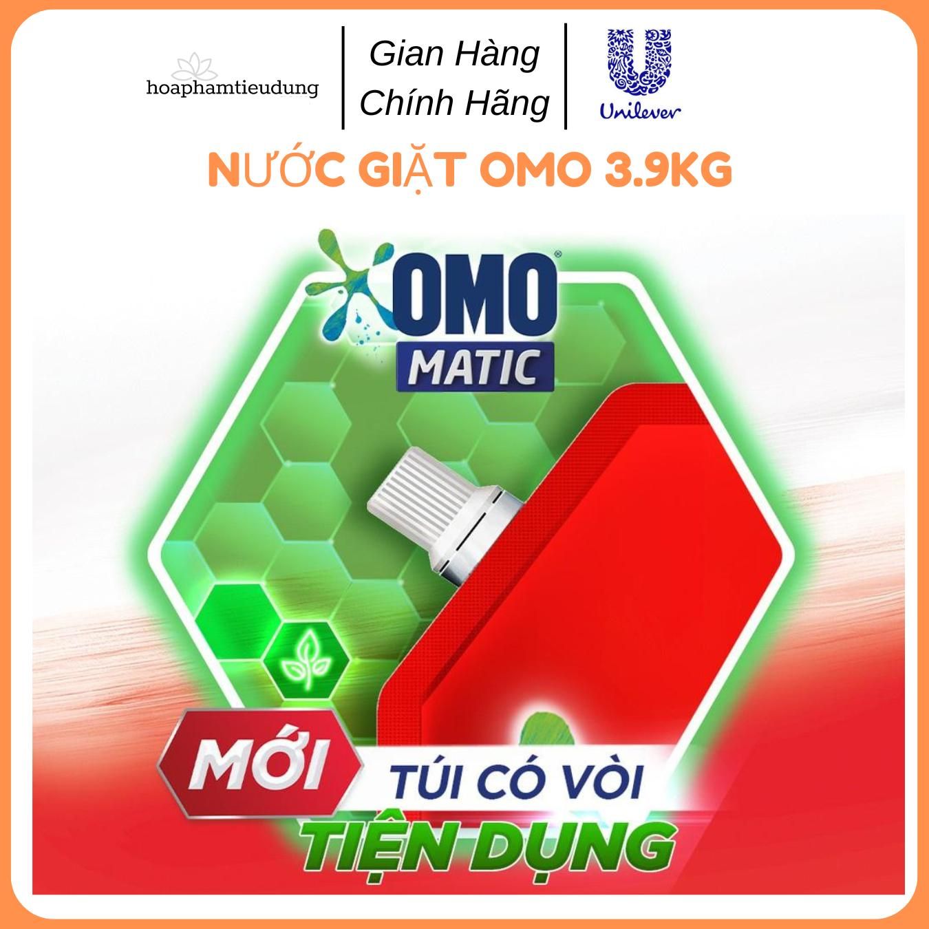 Nước giặt OMO xoáy bay vết bẩn khử mùi toàn diện 3,9KG