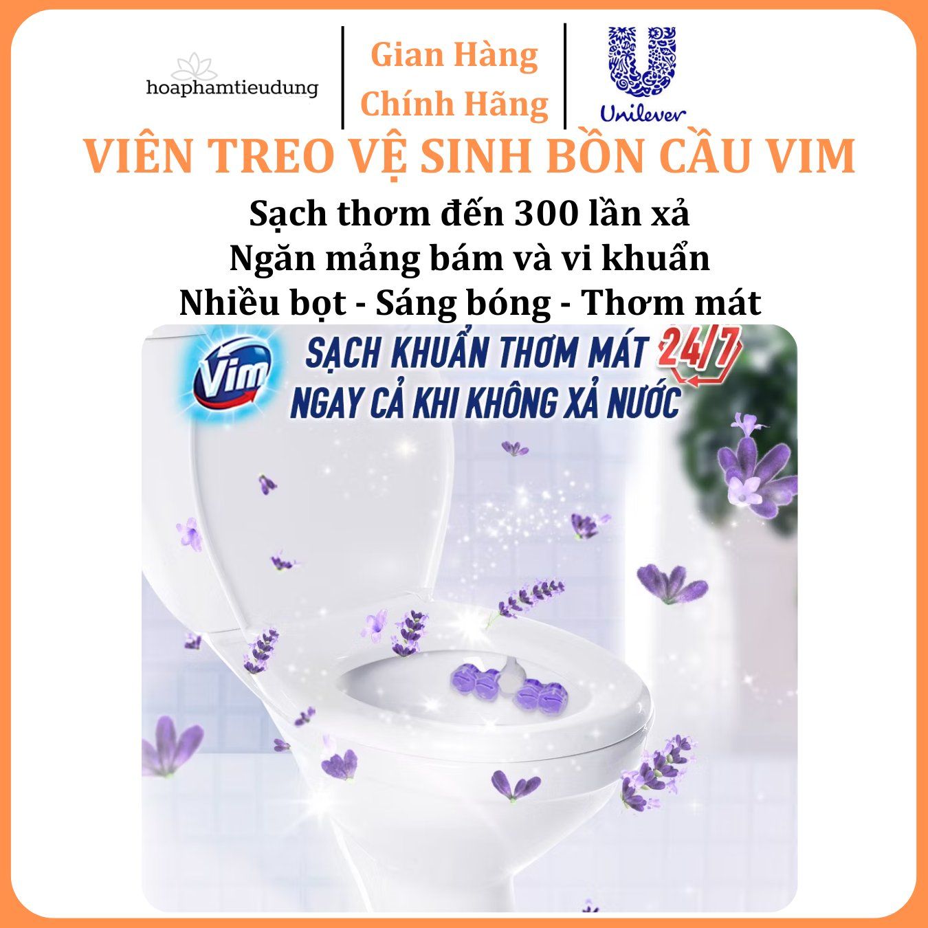 Viên treo vệ sinh bồn cầu Vim thơm mát, diệt khuẩn, sâng bóng