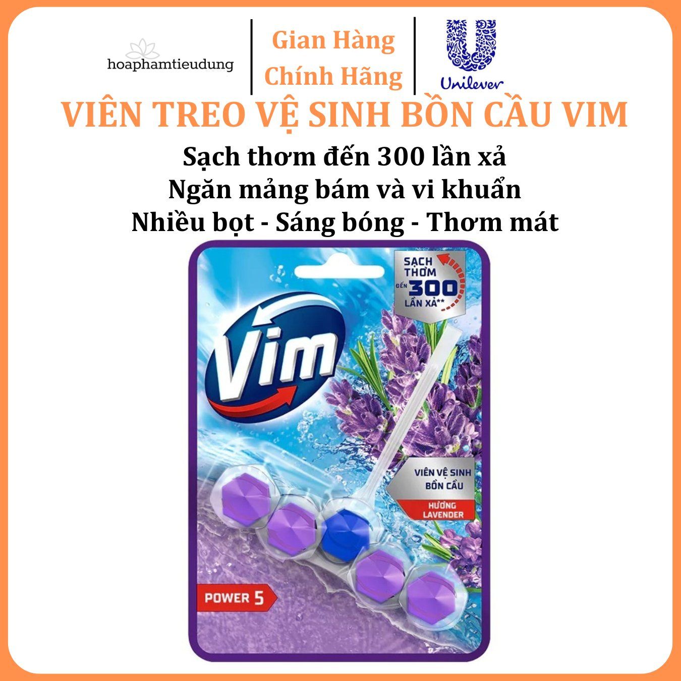 Viên treo vệ sinh bồn cầu Vim thơm mát, diệt khuẩn, sâng bóng