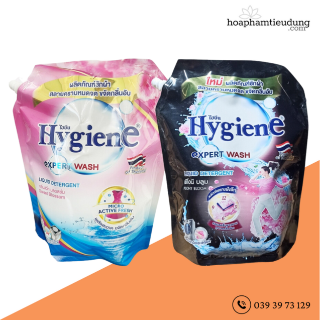 (Combo 2 Túi Nước Giặt & Nước Xả) Hygiene mềm vải, lưu hương nước hoa dài lâu 1.3-1.8L