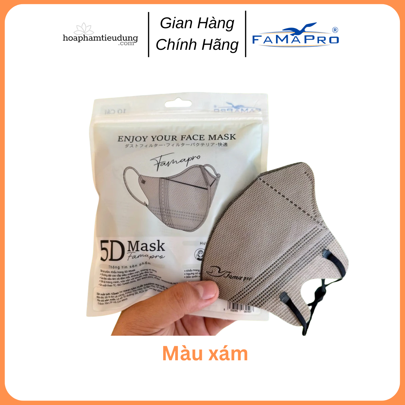 Khẩu trang kháng khuẩn 3 lớp 5D mask Famapro Nam Anh