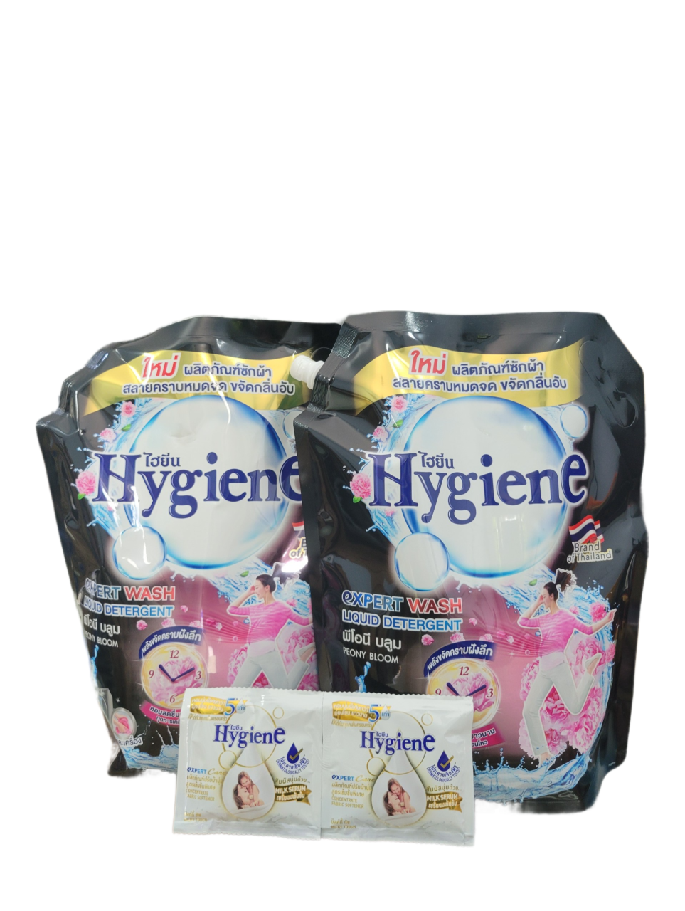 (Combo 2 Túi Giặt + Tặng 2 gói xả Hygiene) Nước giặt Hygiene Expert Wash Peony Bloom Thái Lan túi 1.8L tiết kiệm + tiện lợi cho 1 lần đặt
