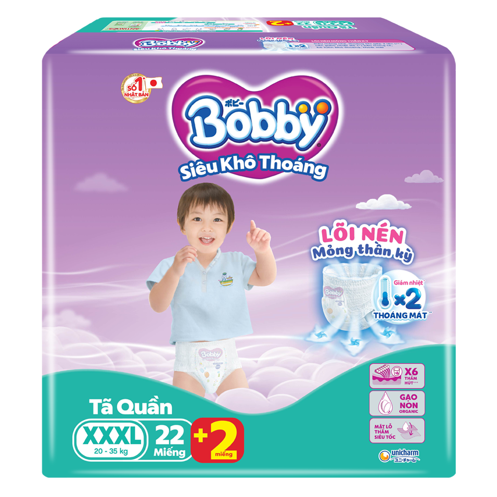 Bỉm tã Quần Bobby size XXXL 22 miếng (20-35kg)