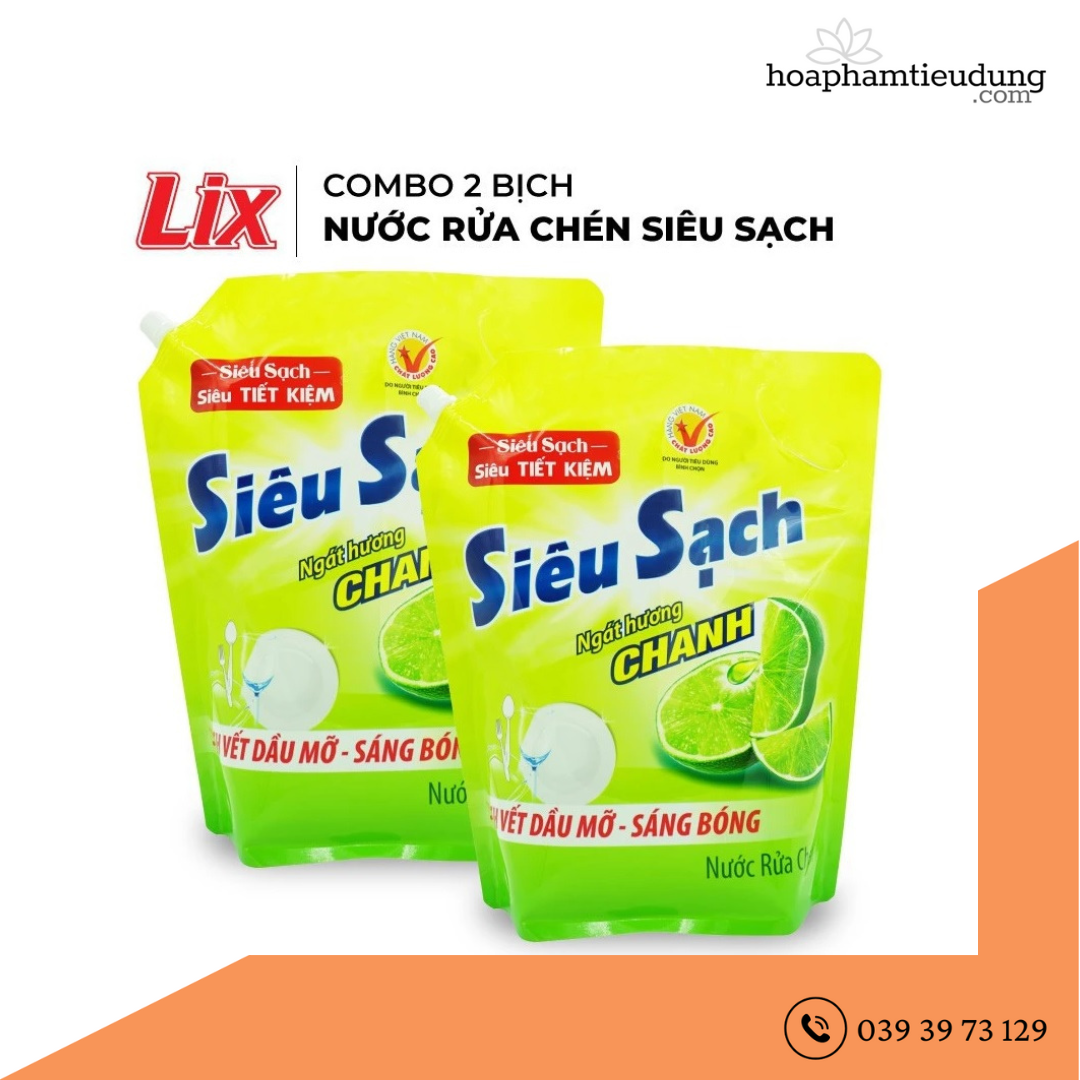 Nước rửa chén LIX túi 3.5kg Hương Chanh & Trà Xanh