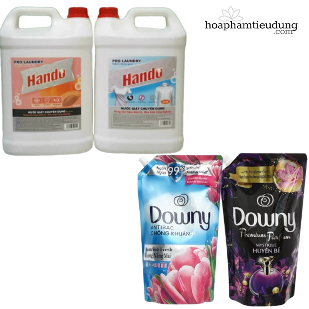 (Combo 2 túi) Giặt Hando 5L & Xả Downy 1.45-1.6L lưu hương dài lâu, làm sạch vết bẩn và siêu tiết kiệm