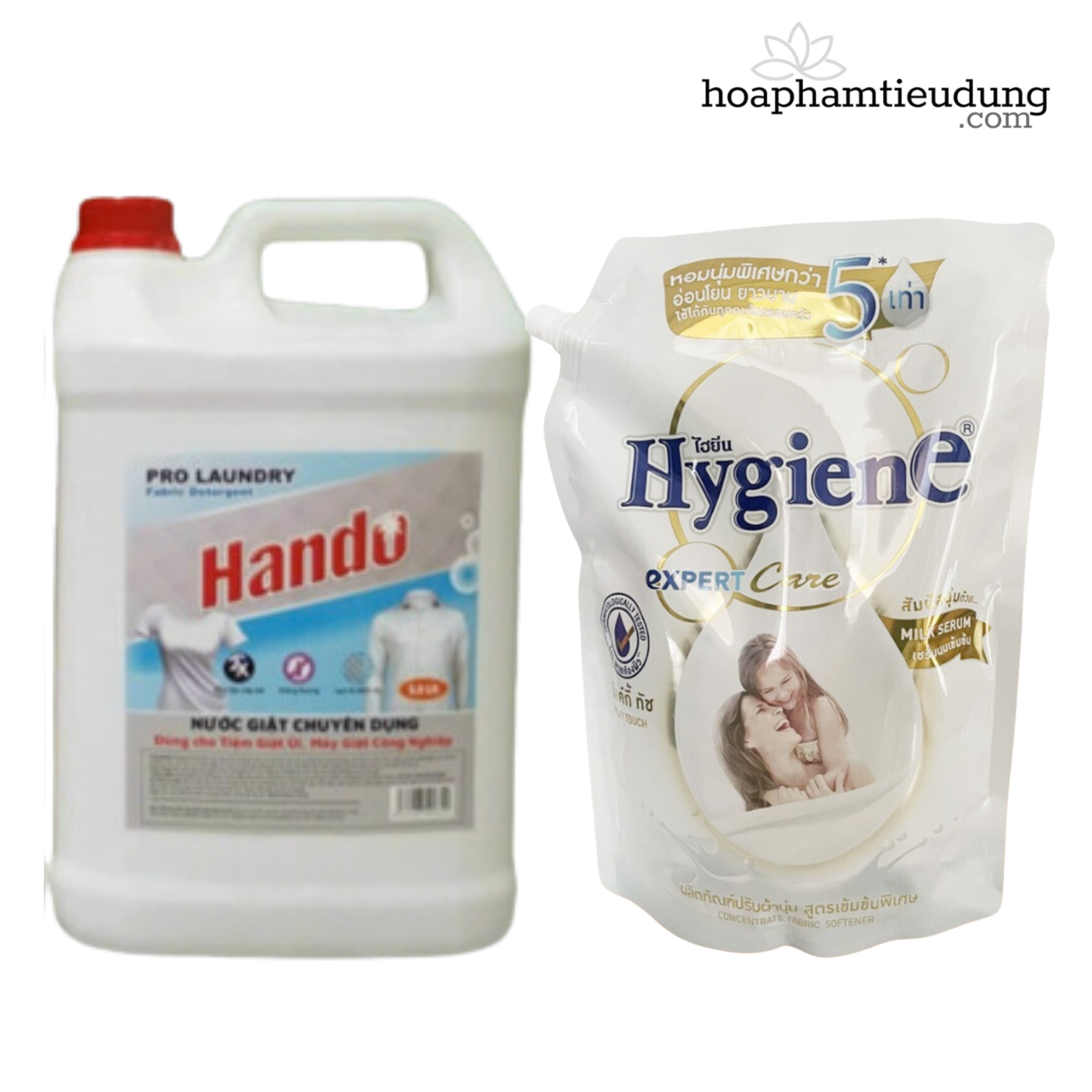 (Combo 2 túi) Giặt Hando 5L & Xả Hygiene 1.3L lưu hương dài lâu, làm sạch vết bẩn và siêu tiết kiệm