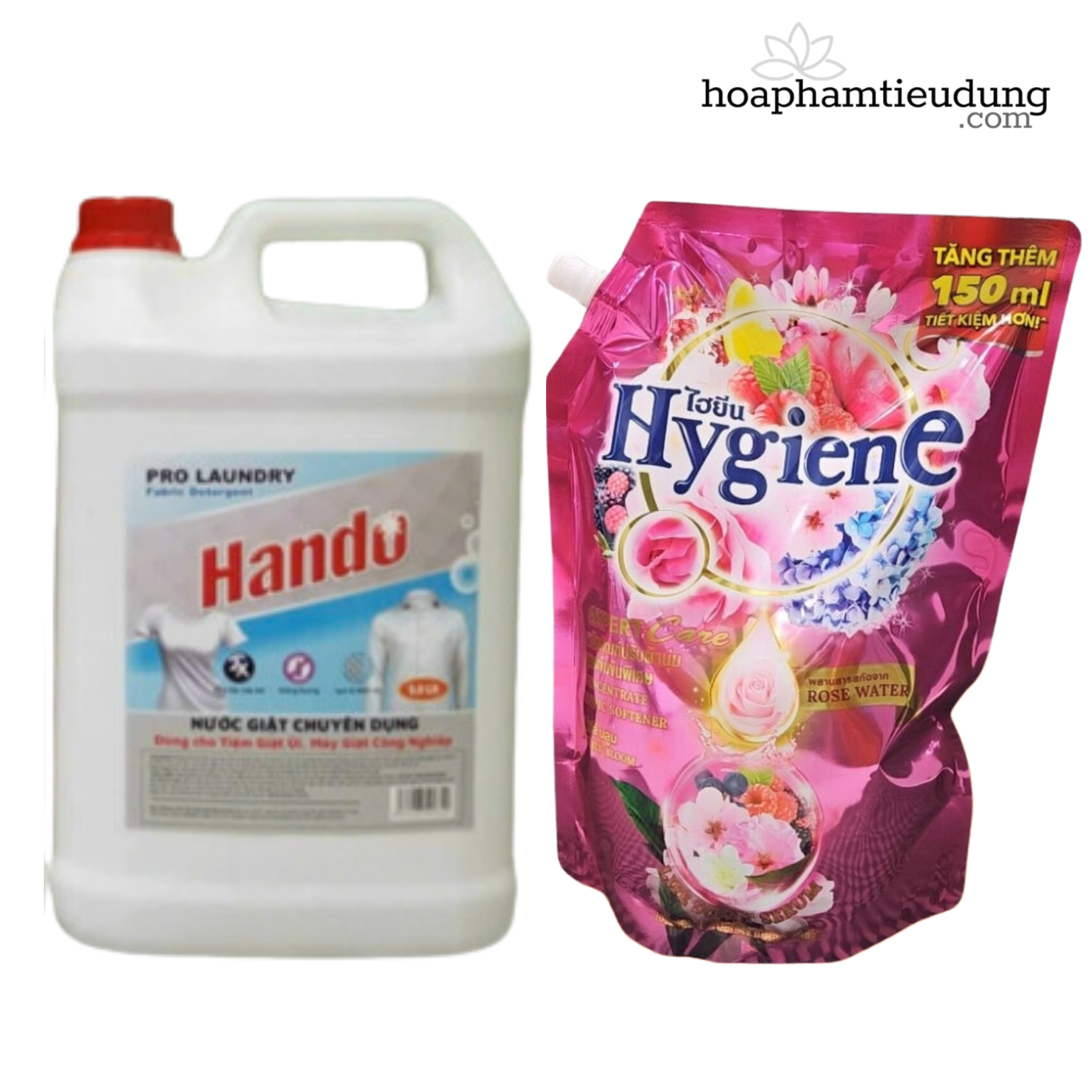 (Combo 2 túi) Giặt Hando 5L & Xả Hygiene 1.3L lưu hương dài lâu, làm sạch vết bẩn và siêu tiết kiệm