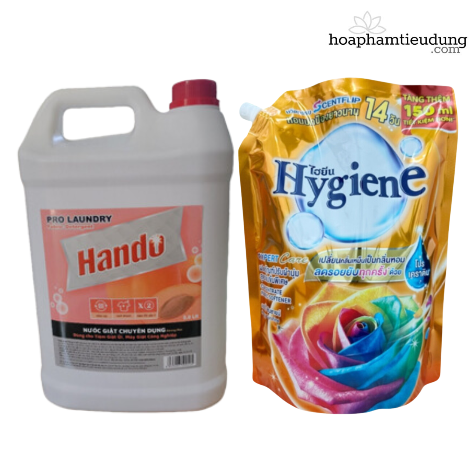 (Combo 2 túi) Giặt Hando 5L & Xả Hygiene 1.3L lưu hương dài lâu, làm sạch vết bẩn và siêu tiết kiệm