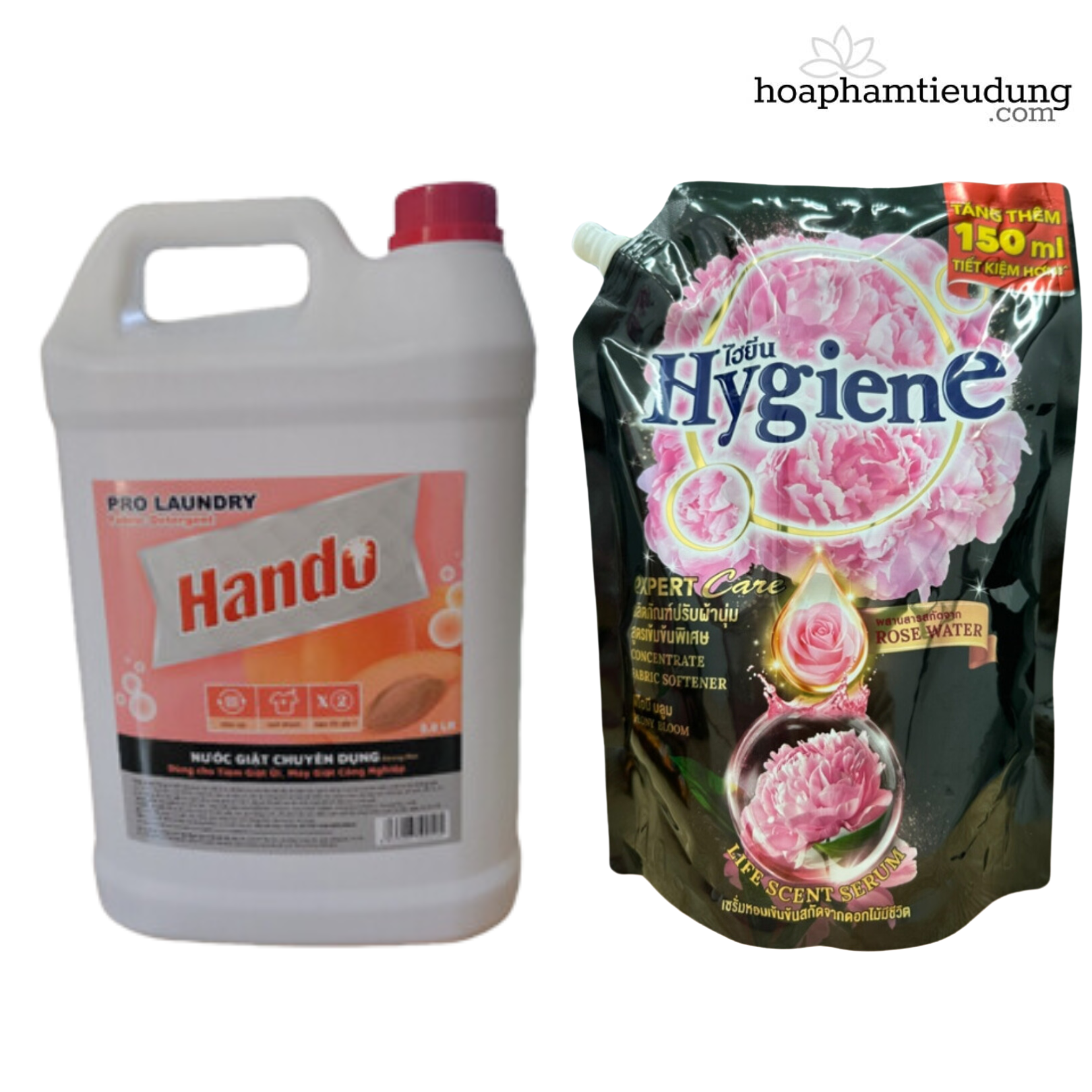 (Combo 2 túi) Giặt Hando 5L & Xả Hygiene 1.3L lưu hương dài lâu, làm sạch vết bẩn và siêu tiết kiệm
