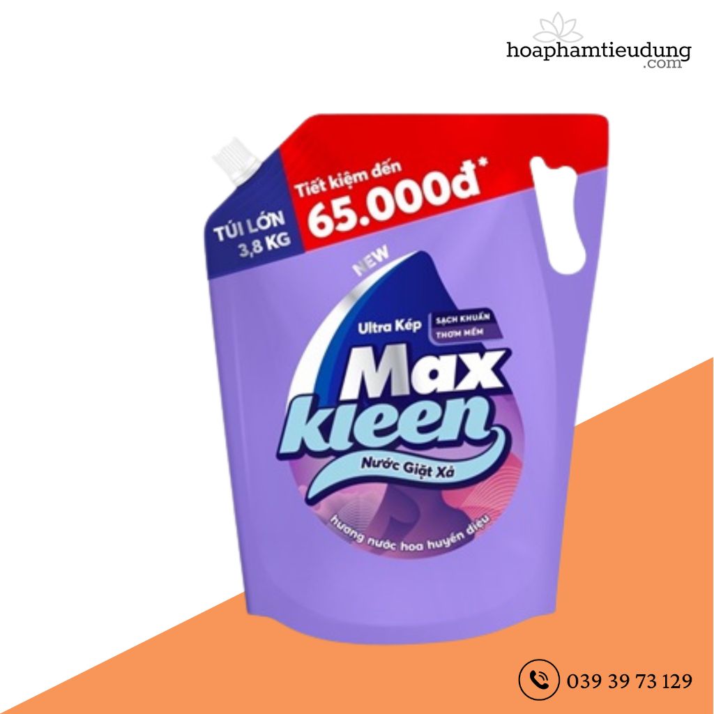 Nước Giặt Xả MaxKleen 3.8L công nghệ ultra kép 2 in 1