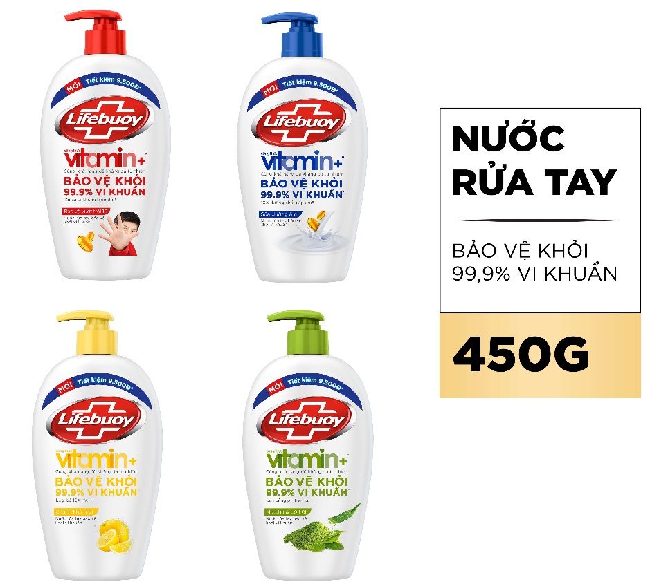Nước Rửa Tay Lifebuoy Bảo Vệ Khỏi 99.9% Vi Khuẩn Gây Bệnh Với Ion Bạc+ Hỗ Trợ Cùng Đề Kháng Da Tự Nhiên 450g