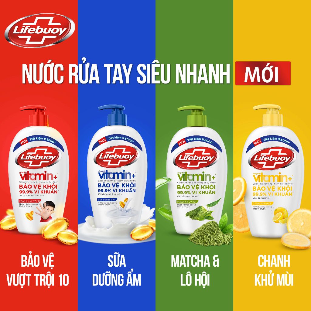 Nước Rửa Tay Lifebuoy Bảo Vệ Khỏi 99.9% Vi Khuẩn Gây Bệnh Với Ion Bạc+ Hỗ Trợ Cùng Đề Kháng Da Tự Nhiên 450g