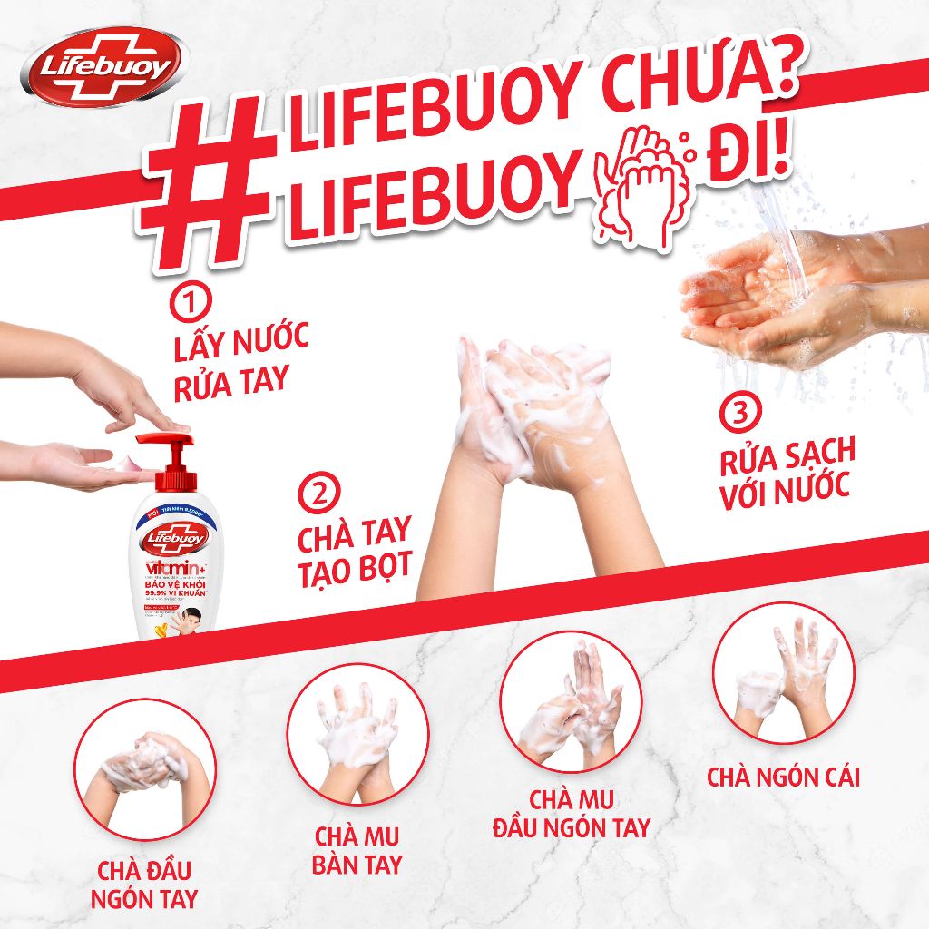 Nước Rửa Tay Lifebuoy Bảo Vệ Khỏi 99.9% Vi Khuẩn Gây Bệnh Với Ion Bạc+ Hỗ Trợ Cùng Đề Kháng Da Tự Nhiên 450g