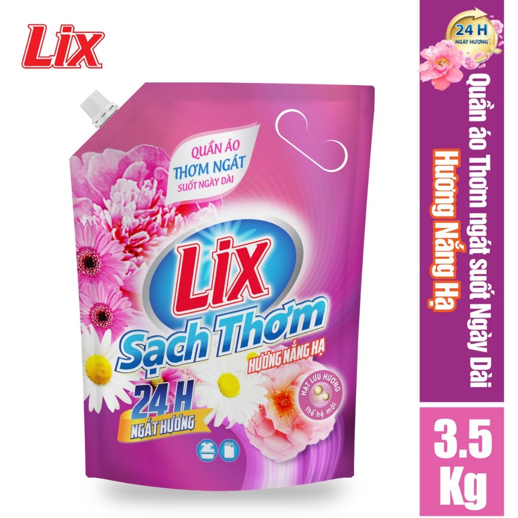 Nước giặt LIX Sạch Thơm hương nắng hạ 3.5kg