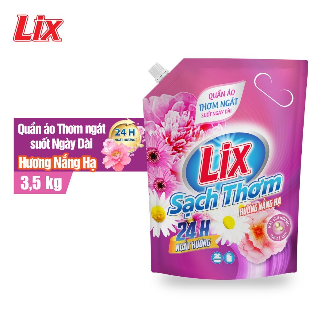 Nước giặt LIX Sạch Thơm hương nắng hạ 3.5kg