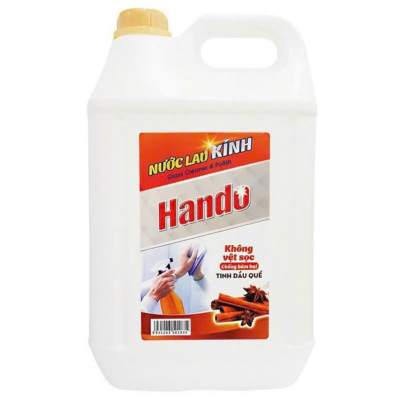 Nước lau kính thơm sạch Hando can lớn 10L dùng cho khách sạn, nhà hàng, quán cafe,Vệ sinh công nghiệp