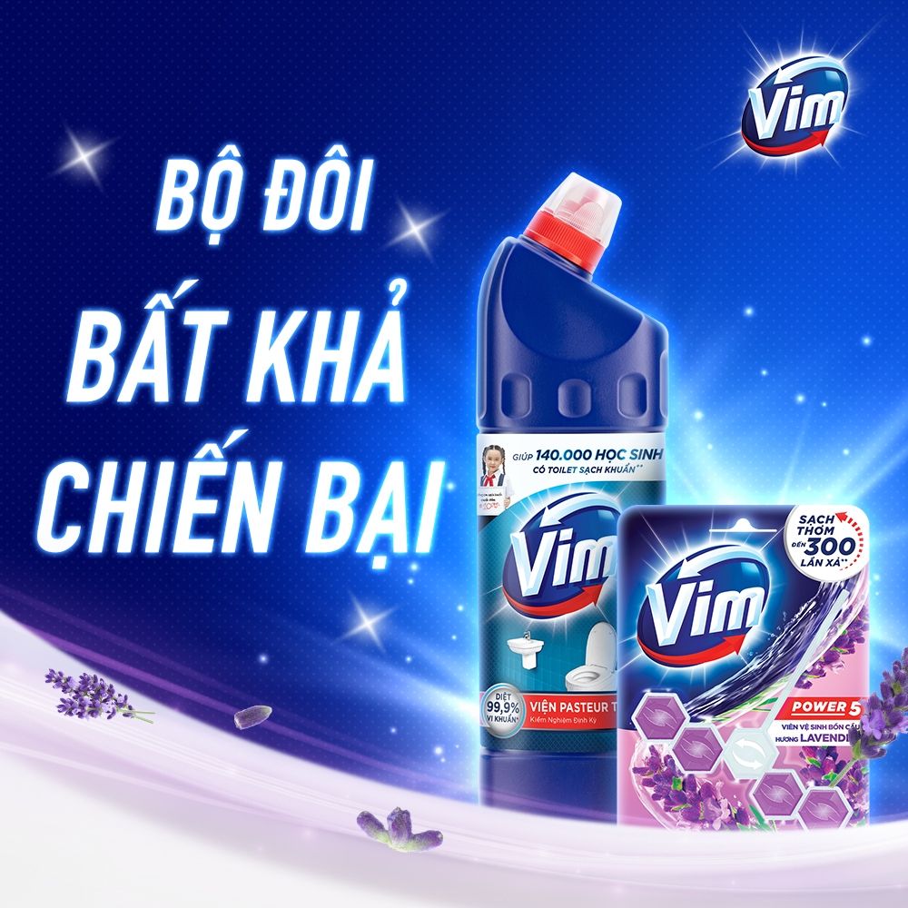 Nước Tẩy Bồn Cầu Vim Diệt Khuẩn 880ml Xanh biển