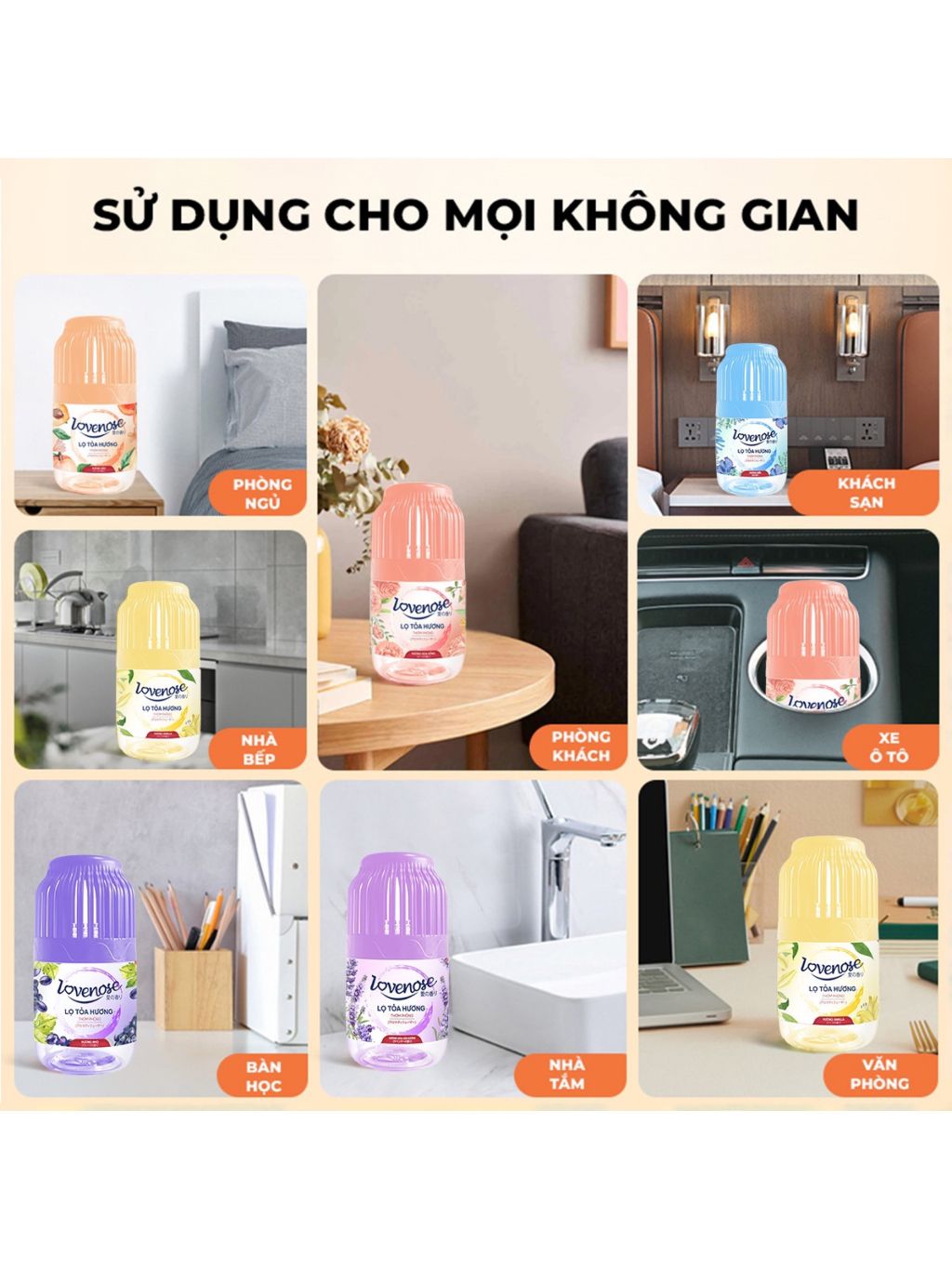 Lọ tỏa hương Lovenose hương thơm tự nhiên dễ chịu khử mùi sáp thơm phòng thế hệ mới 45 ngày - Dung tích 180ml