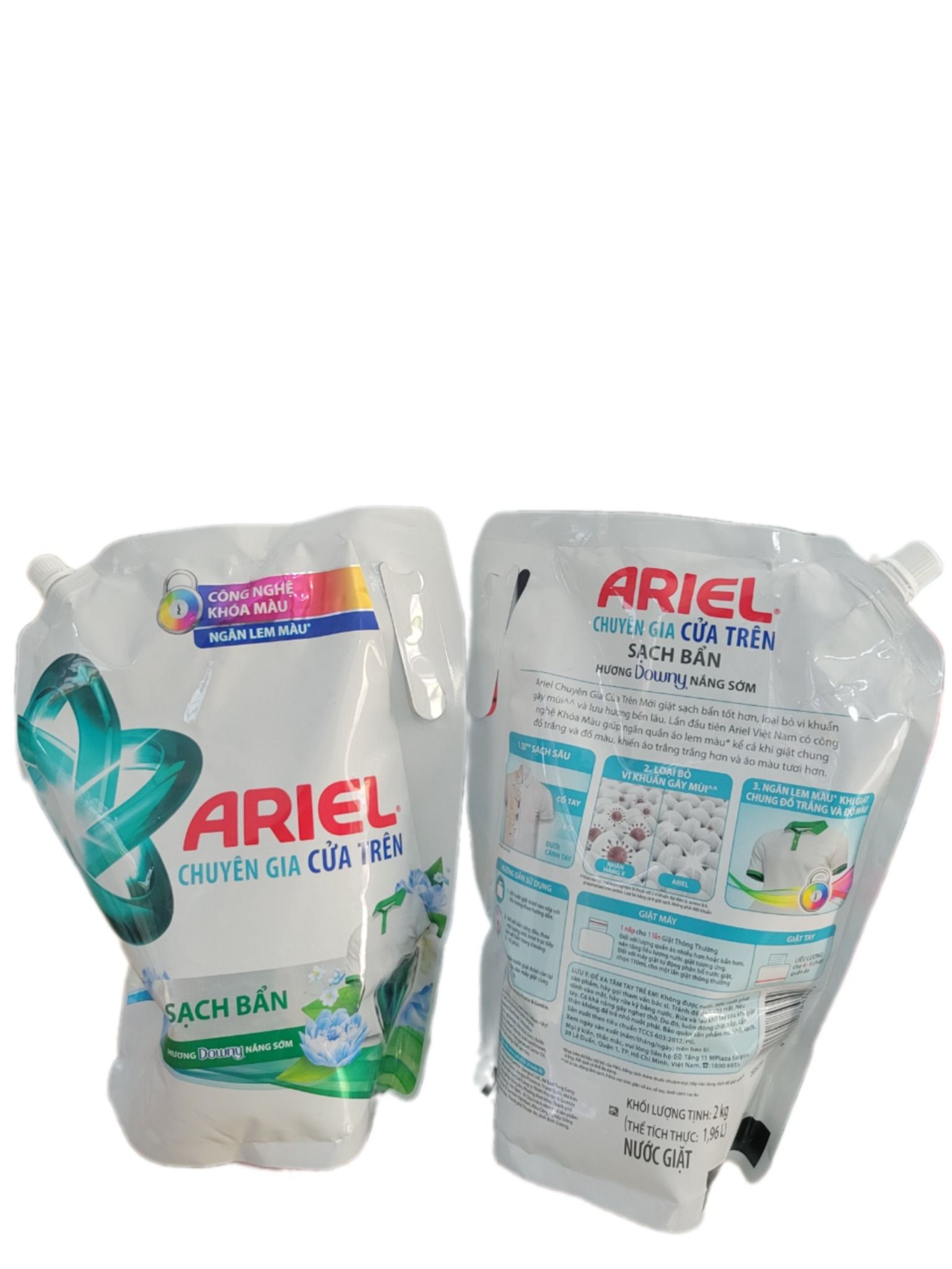 (Combo 2 túi) Nước giặt Ariel 2L hương Downy Nắng Sớm (Máy giặt cửa trên)