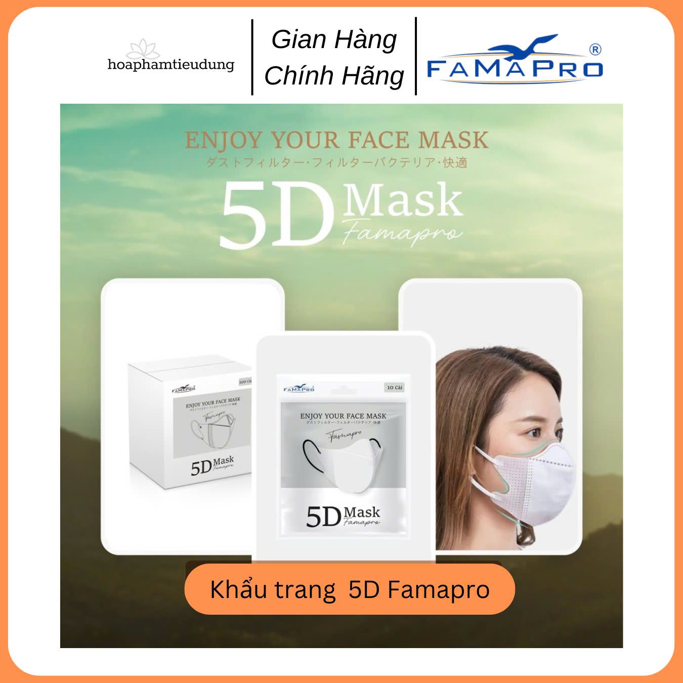 Khẩu trang kháng khuẩn 3 lớp 5D mask Famapro Nam Anh