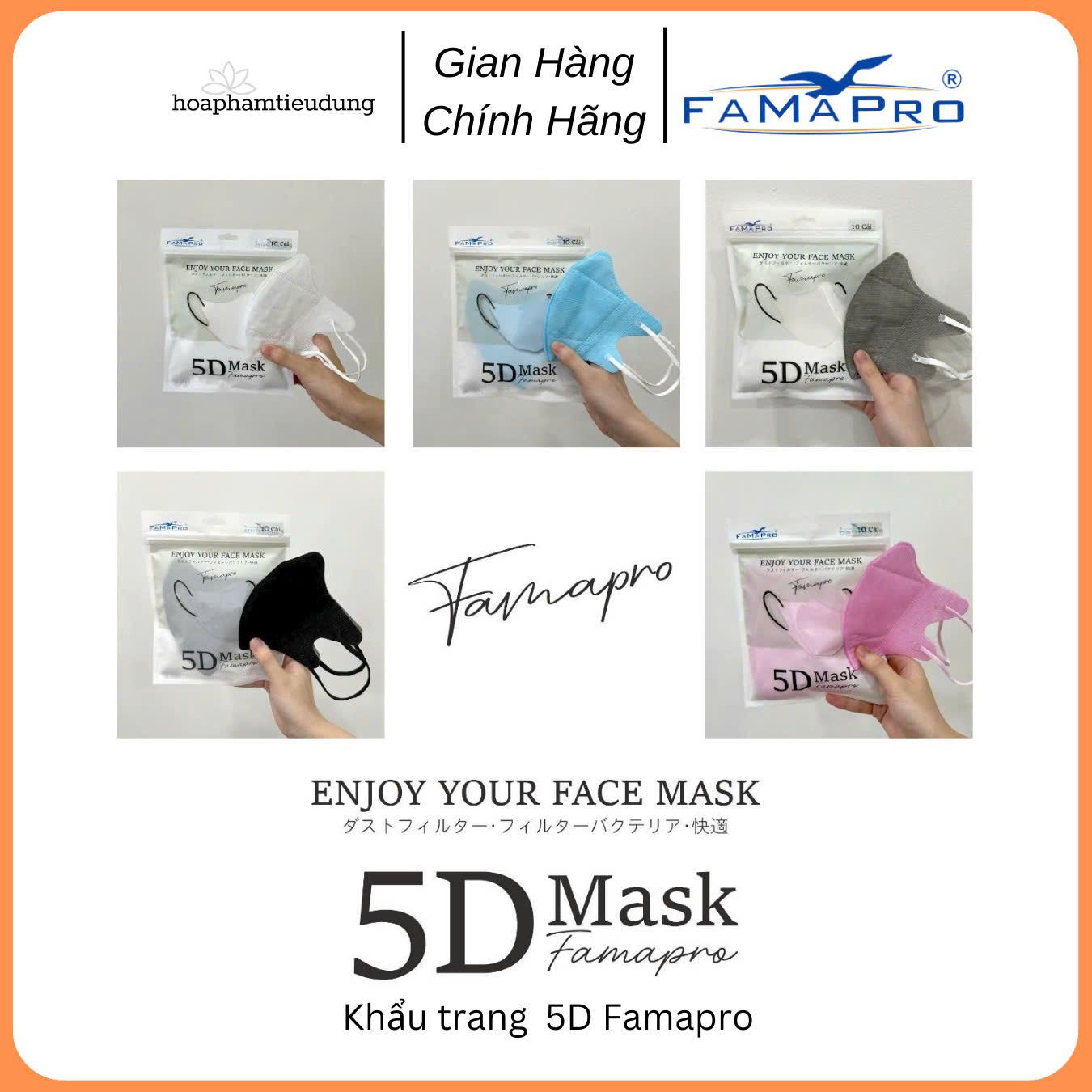 Khẩu trang kháng khuẩn 3 lớp 5D mask Famapro Nam Anh