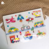 Bảng ghép hình núm gỗ nhiều chủ đề giúp bé phát triển tư duy và làm quen với thế giới xung quanh