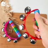 Đồ chơi - Combo 3 chiếc lục lạc gỗ - xúc sắc gỗ 7 mầu kích thích đa giác quan cho bé