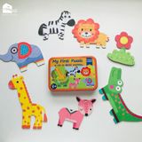 Đồ chơi - Hộp ghép hình puzzle 3-6 mảnh gỗ - Hộp sắt chắc chắn