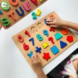Bảng chữ cái, chữ số bằng gỗ nổi cho bé làm quen với chữ, số & phát triển tư duy