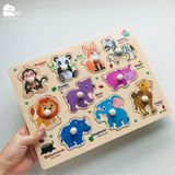 Bảng ghép hình núm gỗ nhiều chủ đề giúp bé phát triển tư duy và làm quen với thế giới xung quanh