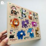 Bảng ghép hình núm gỗ nhiều chủ đề giúp bé phát triển tư duy và làm quen với thế giới xung quanh
