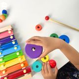 Đồ chơi MONTESSORI - Tháp cầu vồng gỗ size nhỏ cho bé - Thả hình tháp chồng mini 7 màu