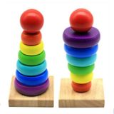 Đồ chơi MONTESSORI - Tháp cầu vồng gỗ size nhỏ cho bé - Thả hình tháp chồng mini 7 màu