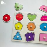 Bảng ghép hình núm gỗ nhiều chủ đề giúp bé phát triển tư duy và làm quen với thế giới xung quanh