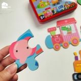 Đồ chơi - Hộp ghép hình puzzle 3-6 mảnh gỗ - Hộp sắt chắc chắn