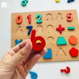 Bảng chữ cái, chữ số bằng gỗ nổi cho bé làm quen với chữ, số & phát triển tư duy