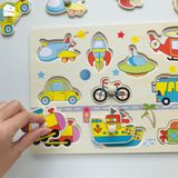 Bảng ghép hình núm gỗ nhiều chủ đề giúp bé phát triển tư duy và làm quen với thế giới xung quanh