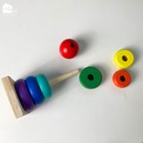 Đồ chơi MONTESSORI - Tháp cầu vồng gỗ size nhỏ cho bé - Thả hình tháp chồng mini 7 màu