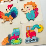 Đồ chơi - Tranh ghép hình gỗ nổi 3D loại cao cấp (Hàng dày đẹp - Size nhỏ) - 9 mẫu