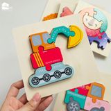 Đồ chơi - Tranh ghép hình gỗ nổi 3D loại cao cấp (Hàng dày đẹp - Size nhỏ) - 9 mẫu