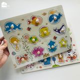 Bảng ghép hình núm gỗ nhiều chủ đề giúp bé phát triển tư duy và làm quen với thế giới xung quanh