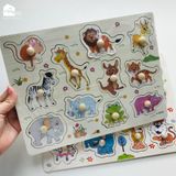 Bảng ghép hình núm gỗ nhiều chủ đề giúp bé phát triển tư duy và làm quen với thế giới xung quanh