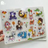 Bảng ghép hình núm gỗ nhiều chủ đề giúp bé phát triển tư duy và làm quen với thế giới xung quanh